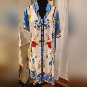 TOLANI COLLECTION Floral‎ Print Shirt Tunic Dress Size 2X Boho Resort Festival